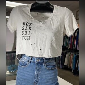 Women's White Graphic Crop Top